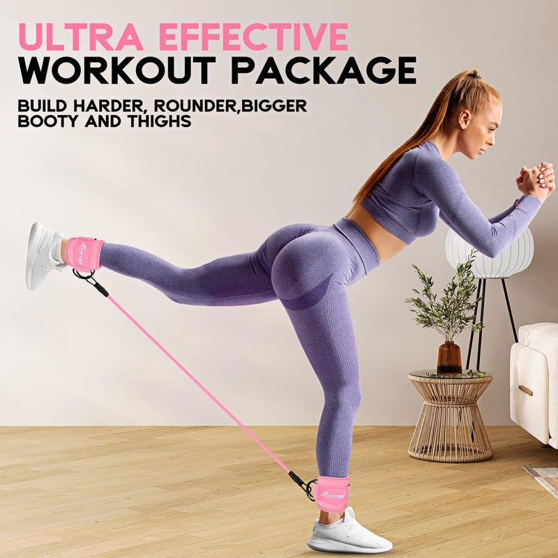 HPYGN Ankle Resistance Bands, Ankle Bands for Working Out with Cuffs, Resistance Bands for Leg Butt Training Workout Equipment for Kickbacks Hip Gluteus Training, Ankle Strap with Exercise Bands - Image 2